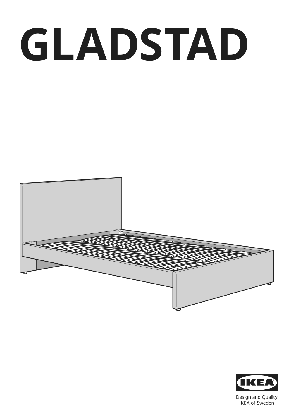 Assembly instructions for IKEA Gladstad upholstered bed frame kabusa light gray | Page 1 - IKEA GLADSTAD upholstered bed, 4 storage boxes  594.070.12