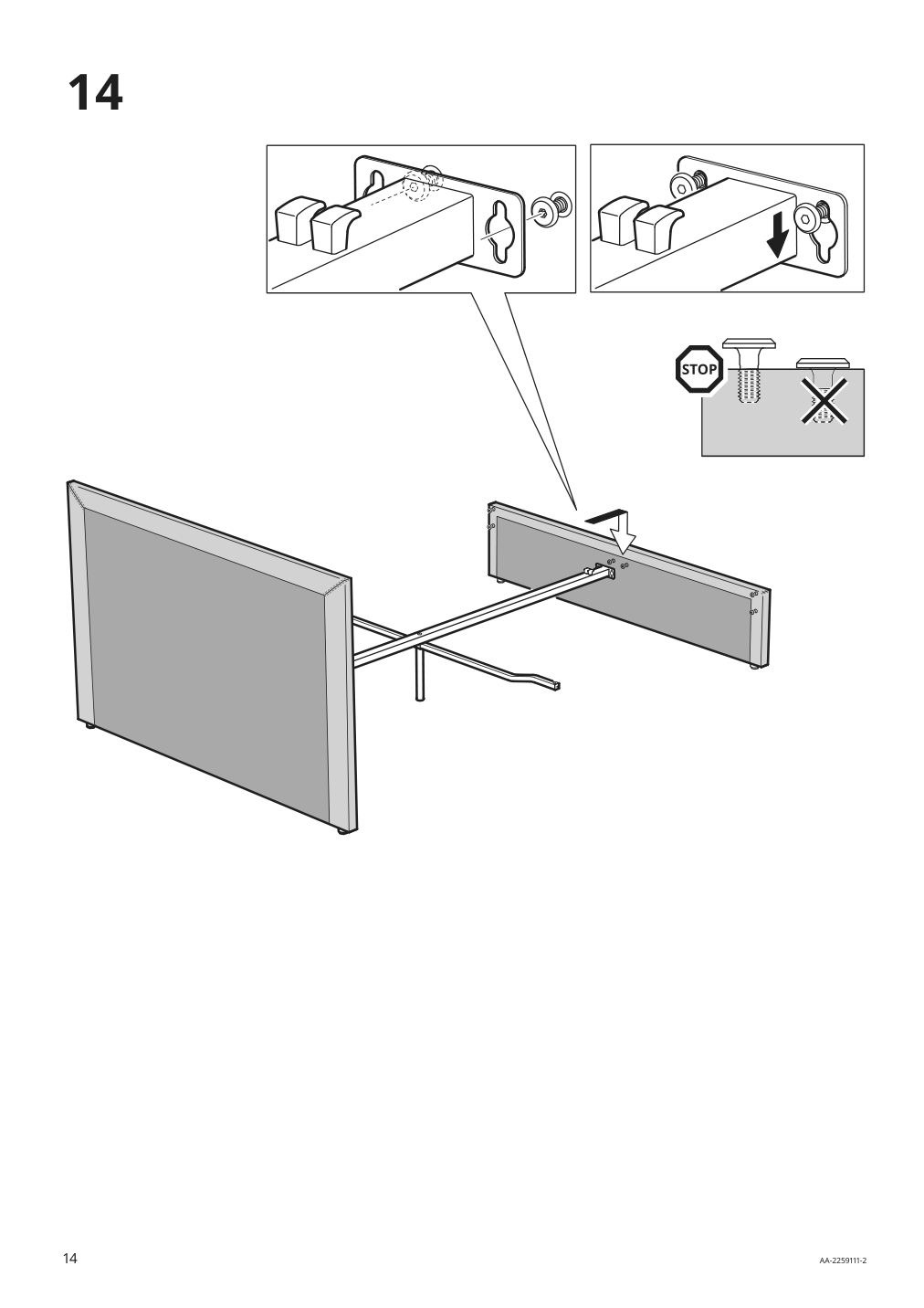 Assembly instructions for IKEA Gladstad upholstered bed frame kabusa light gray | Page 14 - IKEA GLADSTAD upholstered bed, 4 storage boxes  594.070.12