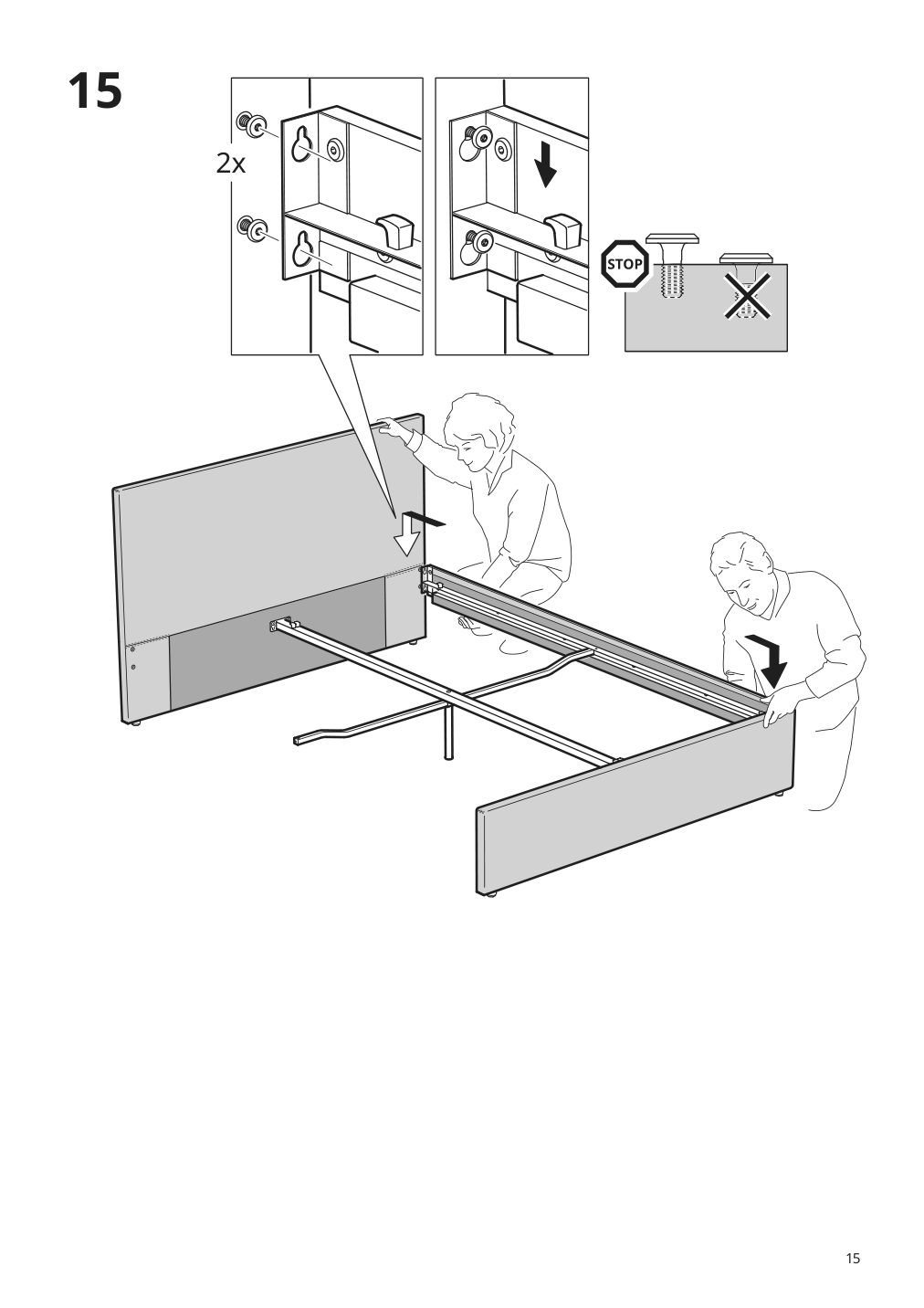 Assembly instructions for IKEA Gladstad upholstered bed frame kabusa light gray | Page 15 - IKEA GLADSTAD upholstered bed, 4 storage boxes  594.070.12