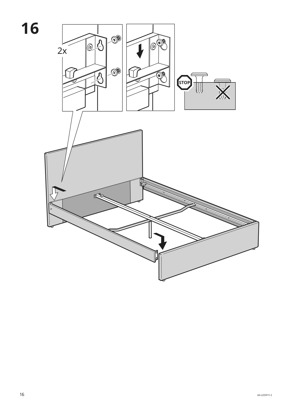 Assembly instructions for IKEA Gladstad upholstered bed frame kabusa light gray | Page 16 - IKEA GLADSTAD upholstered bed, 4 storage boxes  594.070.12