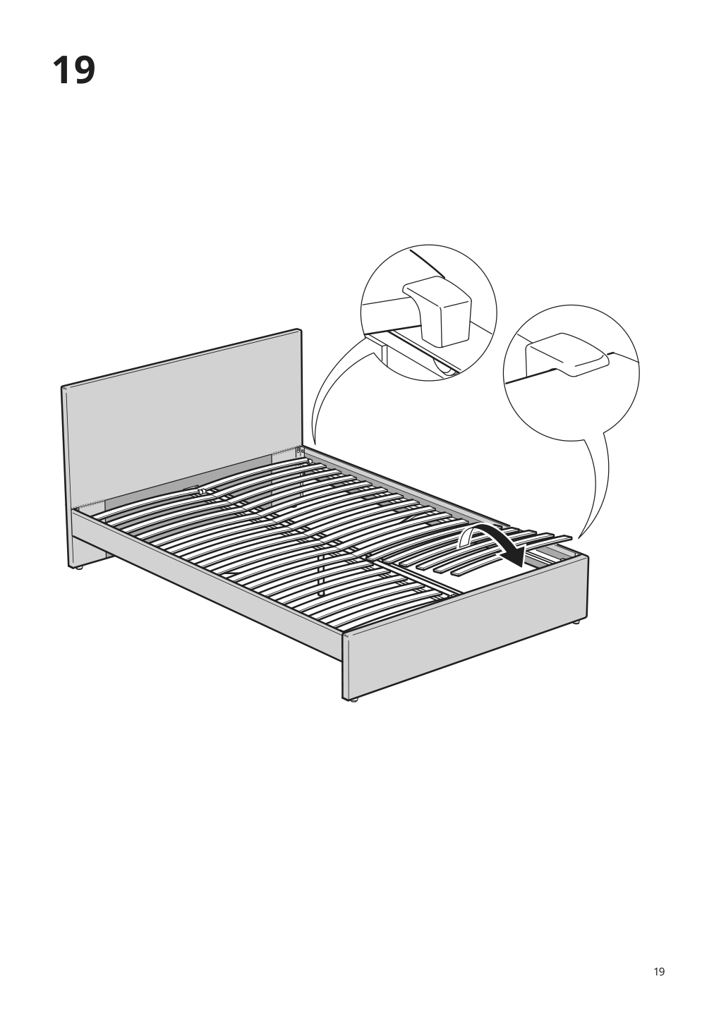 Assembly instructions for IKEA Gladstad upholstered bed frame kabusa light gray | Page 19 - IKEA GLADSTAD upholstered bed, 4 storage boxes  594.070.12