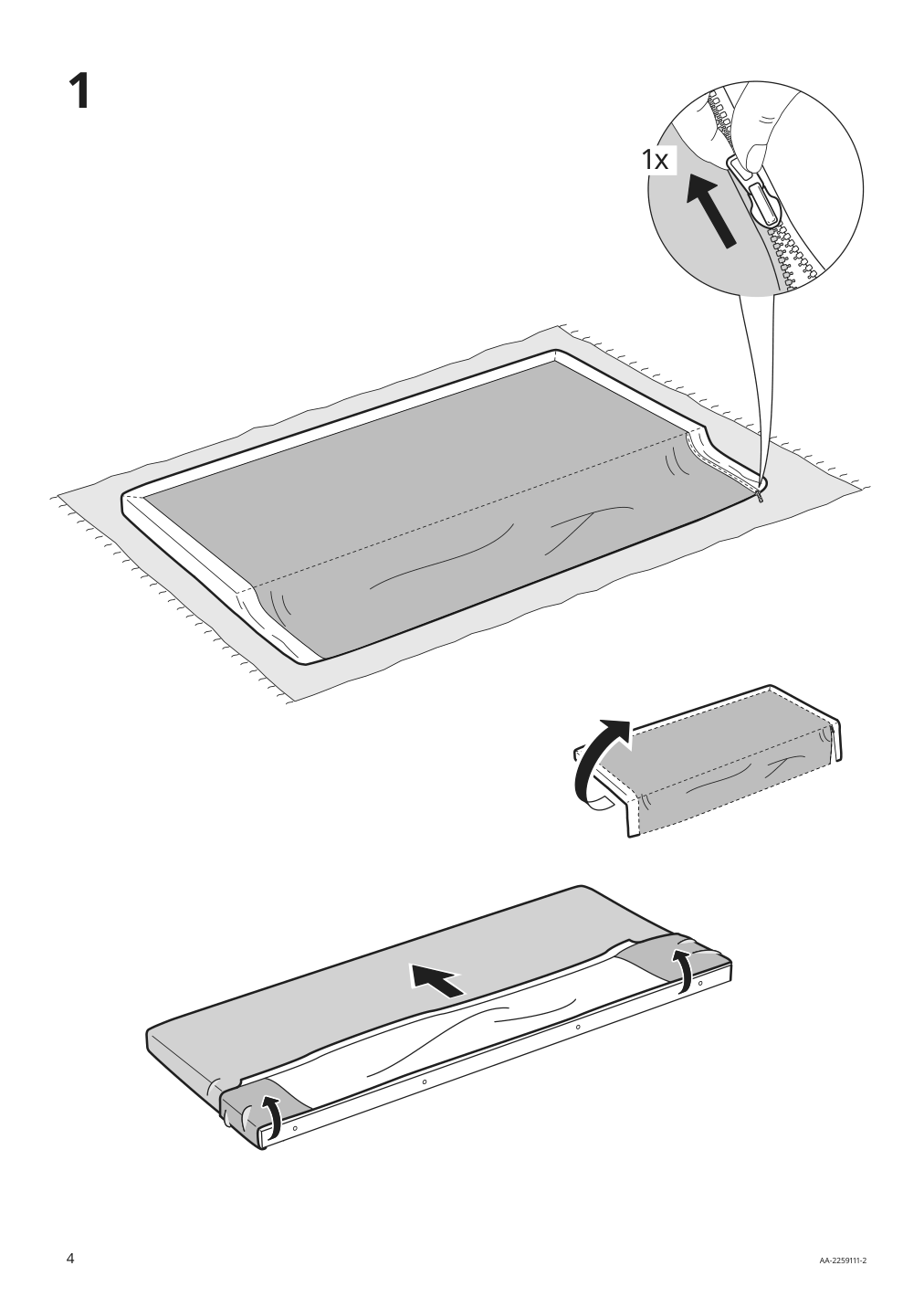 Assembly instructions for IKEA Gladstad upholstered bed frame kabusa light gray | Page 4 - IKEA GLADSTAD upholstered bed, 4 storage boxes  594.070.12