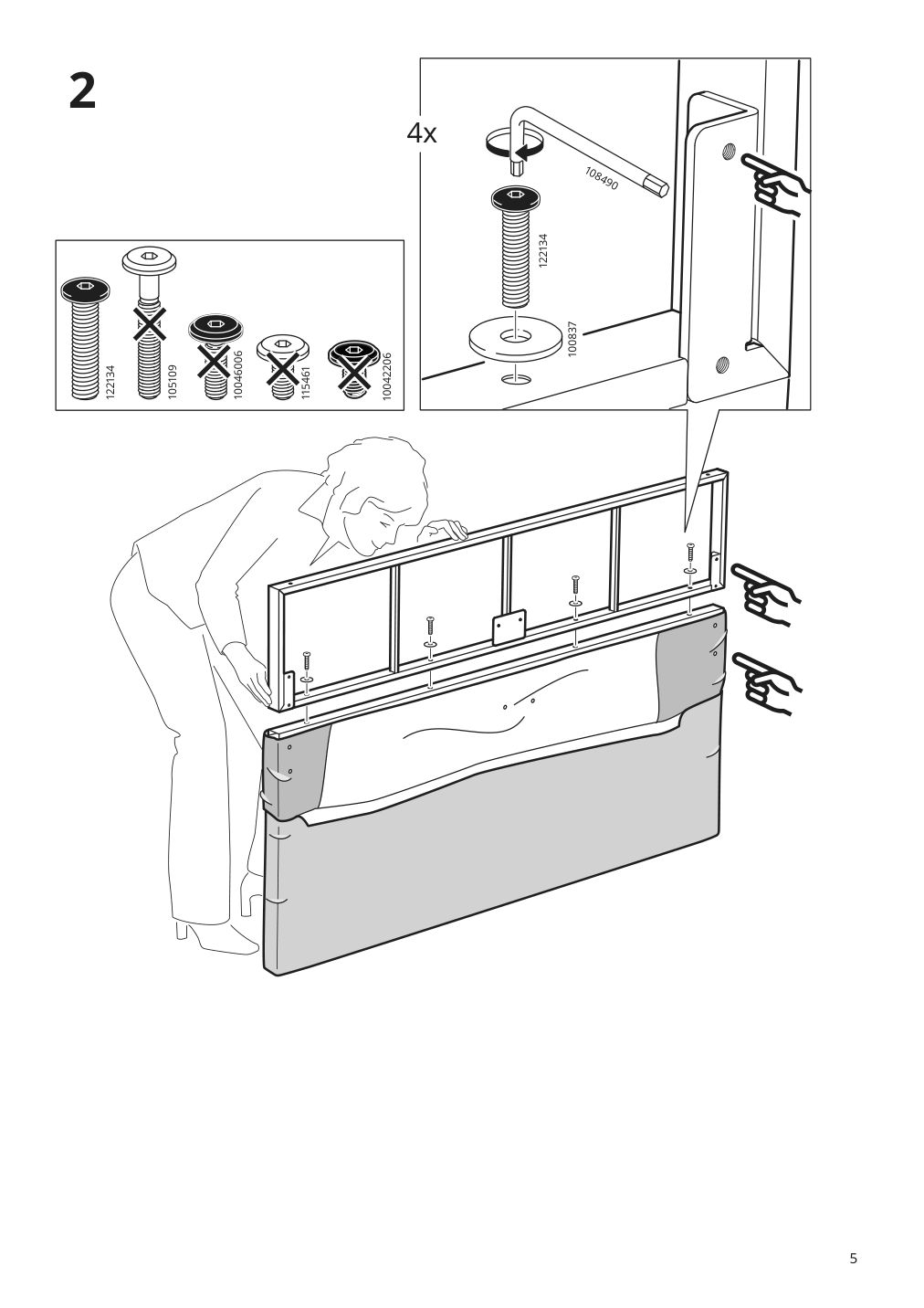 Assembly instructions for IKEA Gladstad upholstered bed frame kabusa light gray | Page 5 - IKEA GLADSTAD upholstered bed, 4 storage boxes  594.070.12