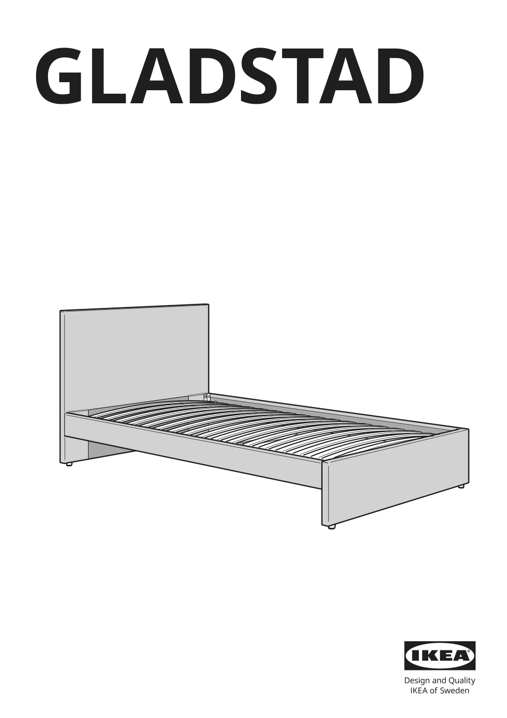 Assembly instructions for IKEA Gladstad upholstered bed frame kabusa light gray | Page 1 - IKEA GLADSTAD upholstered bed frame 004.904.47