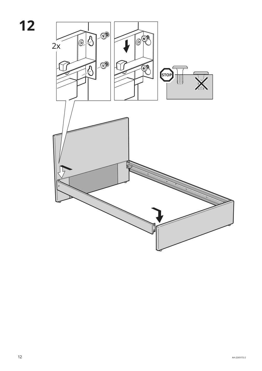 Assembly instructions for IKEA Gladstad upholstered bed frame kabusa light gray | Page 12 - IKEA GLADSTAD upholstered bed frame 004.904.47