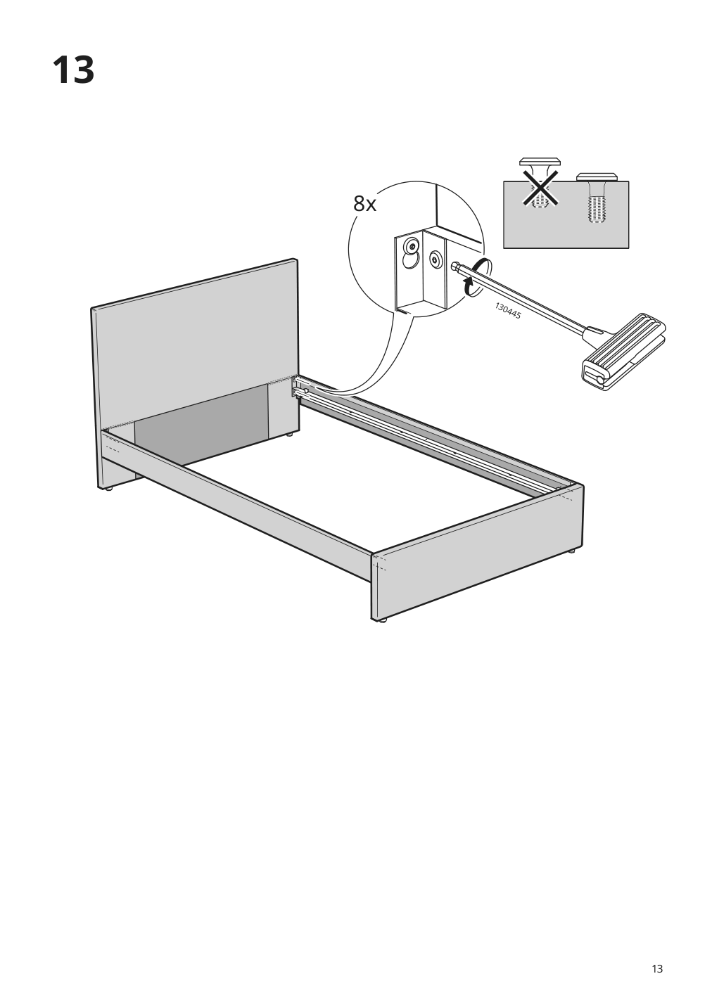 Assembly instructions for IKEA Gladstad upholstered bed frame kabusa light gray | Page 13 - IKEA GLADSTAD upholstered bed frame 004.904.47