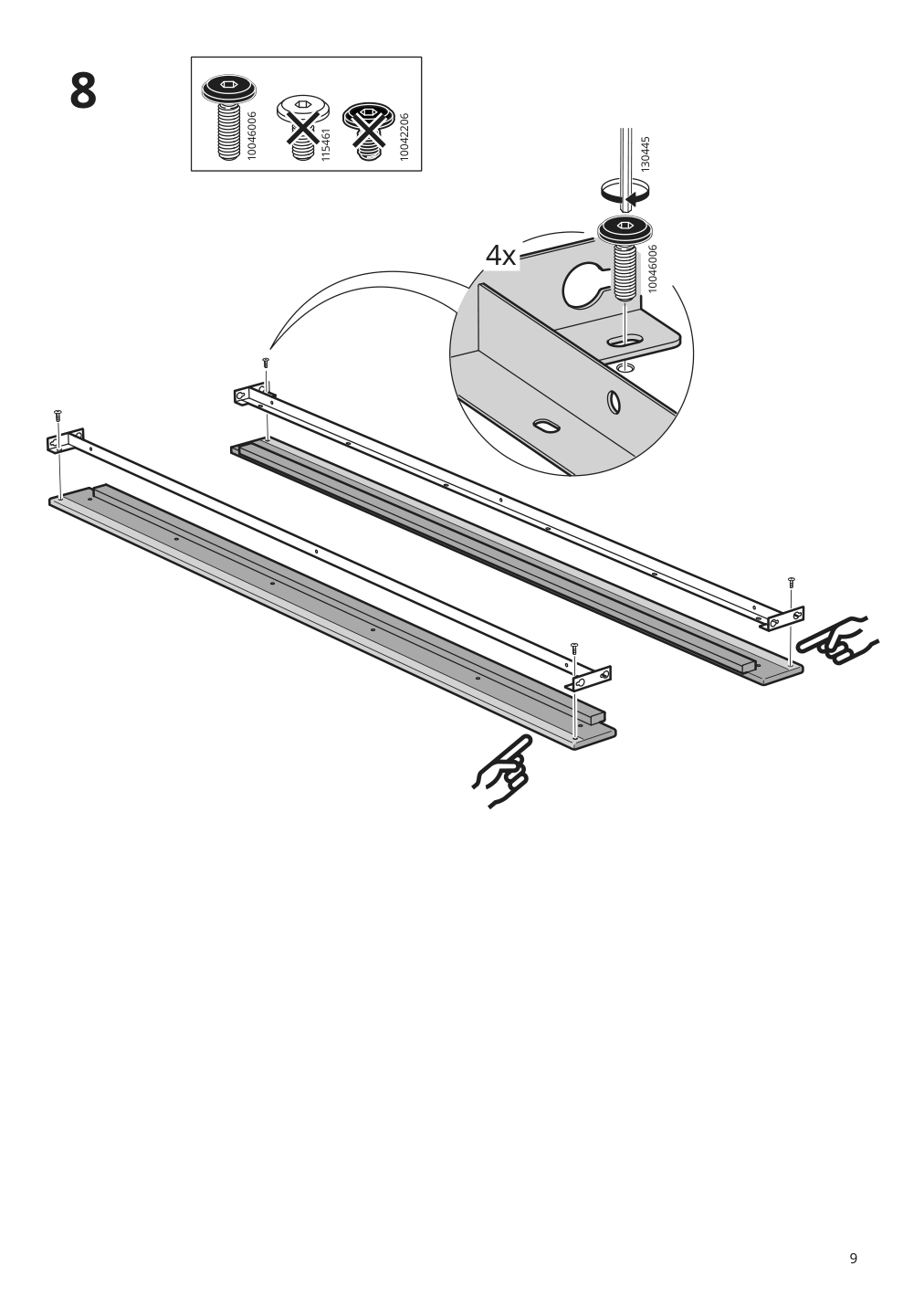 Assembly instructions for IKEA Gladstad upholstered bed frame kabusa light gray | Page 9 - IKEA GLADSTAD upholstered bed frame 004.904.47