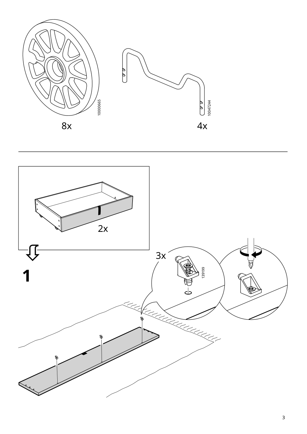 Assembly instructions for IKEA Gladstad upholstered bed storage box kabusa light gray | Page 3 - IKEA GLADSTAD upholstered bed, 4 storage boxes  594.070.12