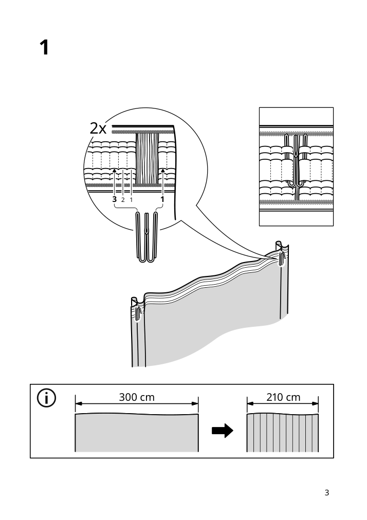 Assembly instructions for IKEA Glasoert sheer curtain 1 piece gray blue dark beige | Page 3 - IKEA GLASÖRT sheer curtain, 1 piece 705.730.95