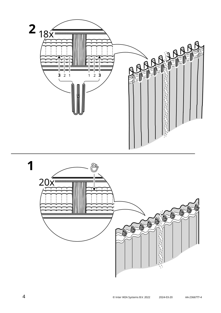 Assembly instructions for IKEA Glasoert sheer curtain 1 piece gray blue dark beige | Page 4 - IKEA GLASÖRT sheer curtain, 1 piece 705.730.95