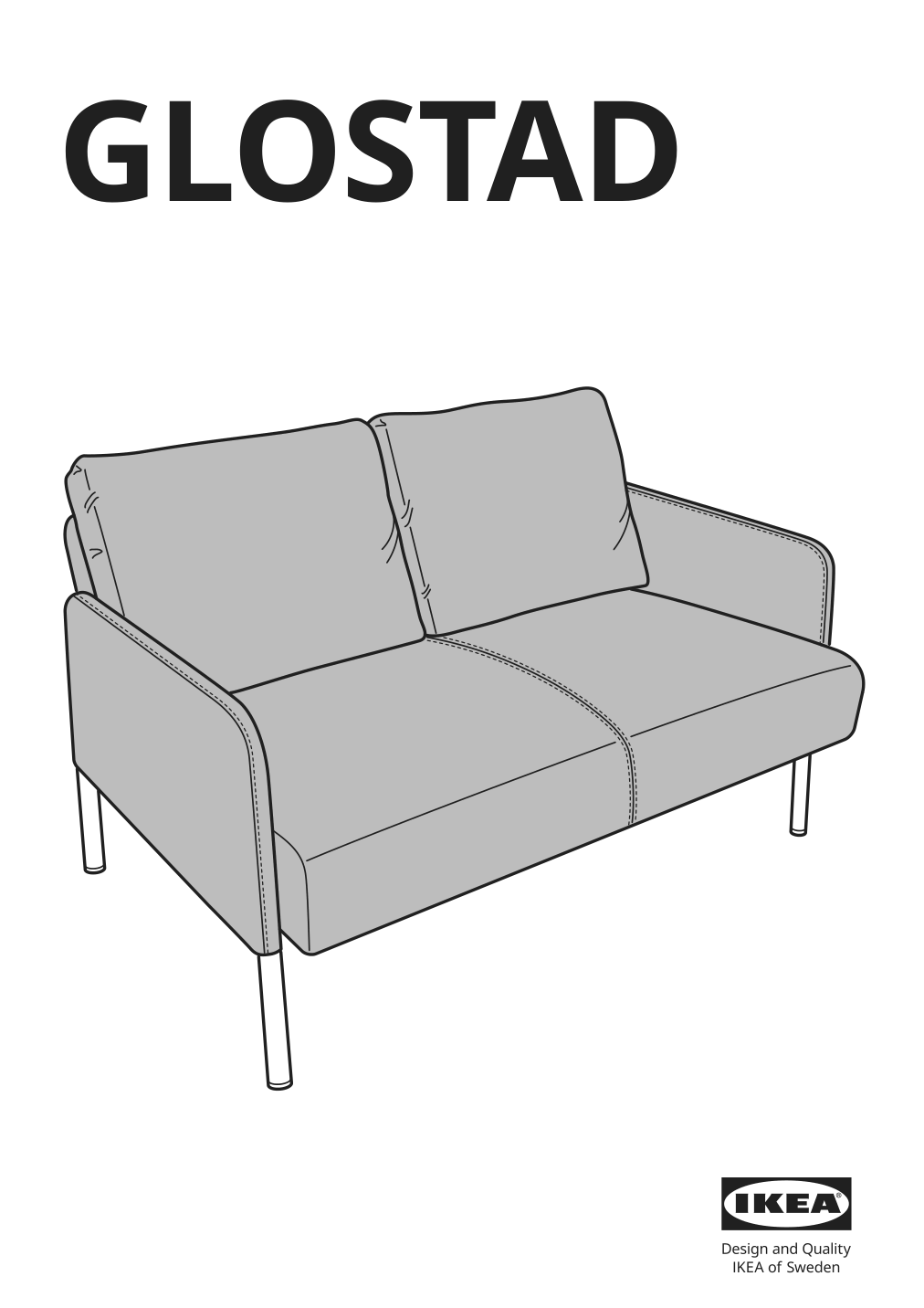 Assembly instructions for IKEA Glostad loveseat knisa dark gray | Page 1 - IKEA GLOSTAD loveseat 504.890.12