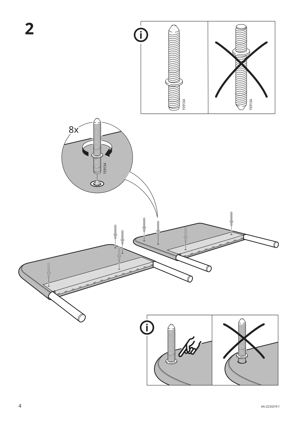 Assembly instructions for IKEA Glostad loveseat knisa dark gray | Page 4 - IKEA GLOSTAD loveseat 504.890.12