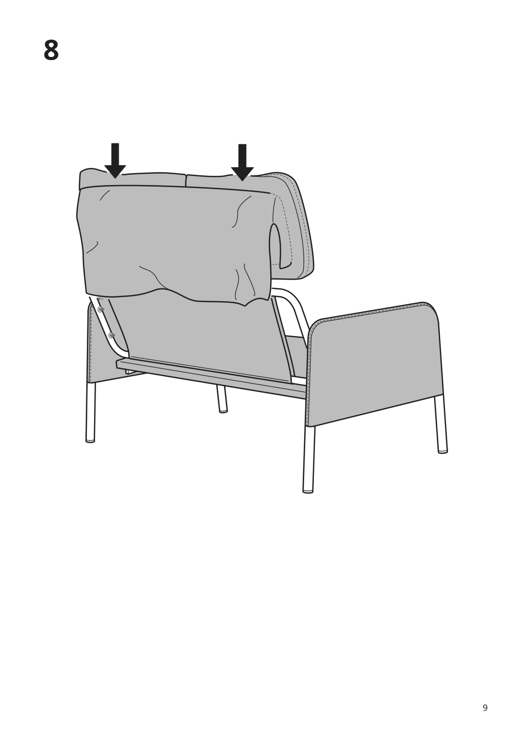 Assembly instructions for IKEA Glostad loveseat knisa dark gray | Page 9 - IKEA GLOSTAD loveseat 504.890.12