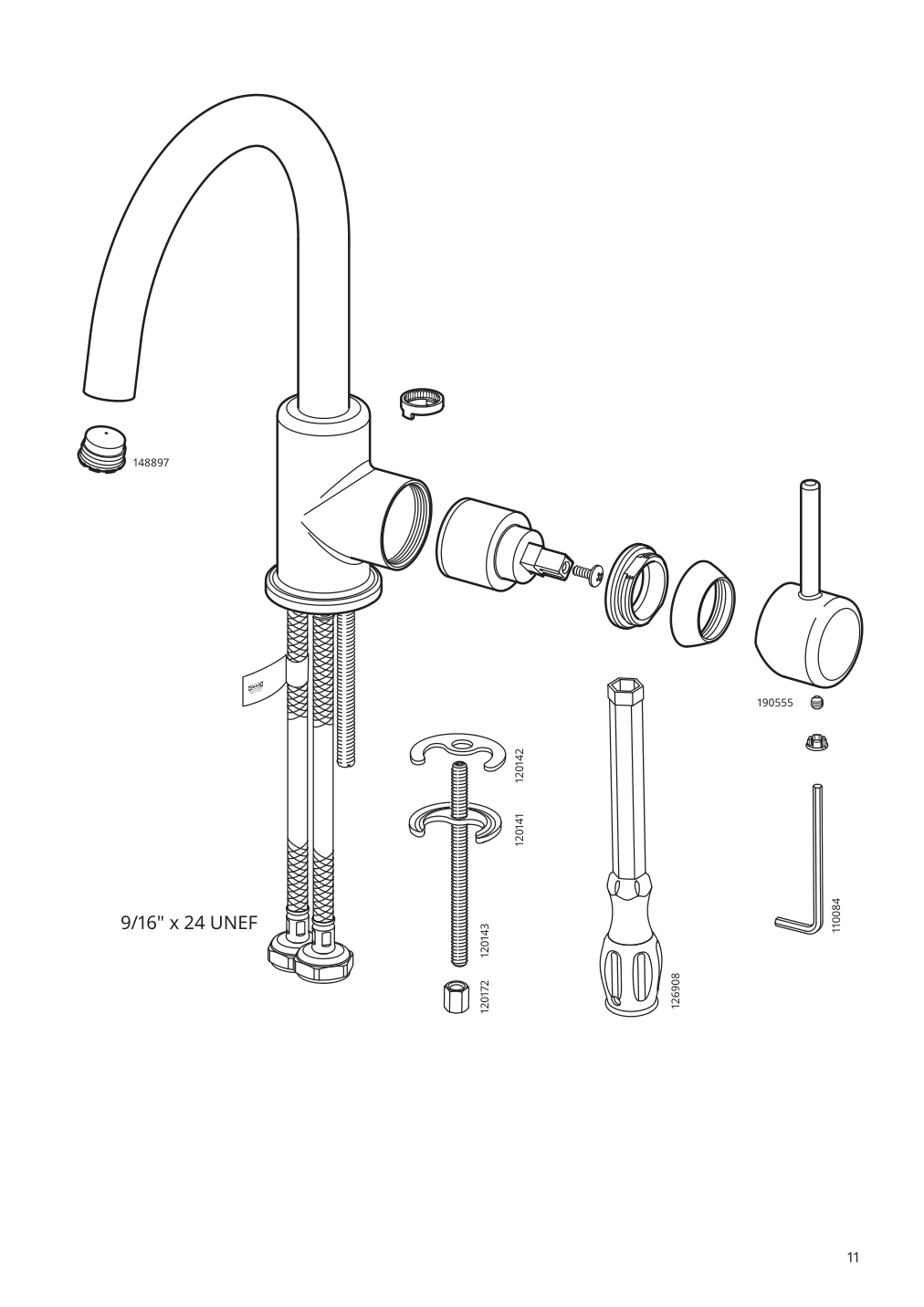 Assembly instructions for IKEA Glypen bath faucet chrome plated | Page 11 - IKEA ENHET / TVÄLLEN Bathroom vanity w doors/sink/faucet 095.578.29