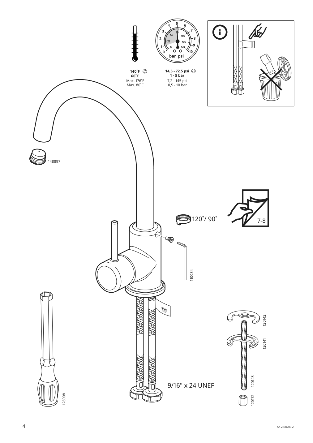 Assembly instructions for IKEA Glypen bath faucet chrome plated | Page 4 - IKEA ENHET / TVÄLLEN Bathroom vanity w doors/sink/faucet 095.578.29
