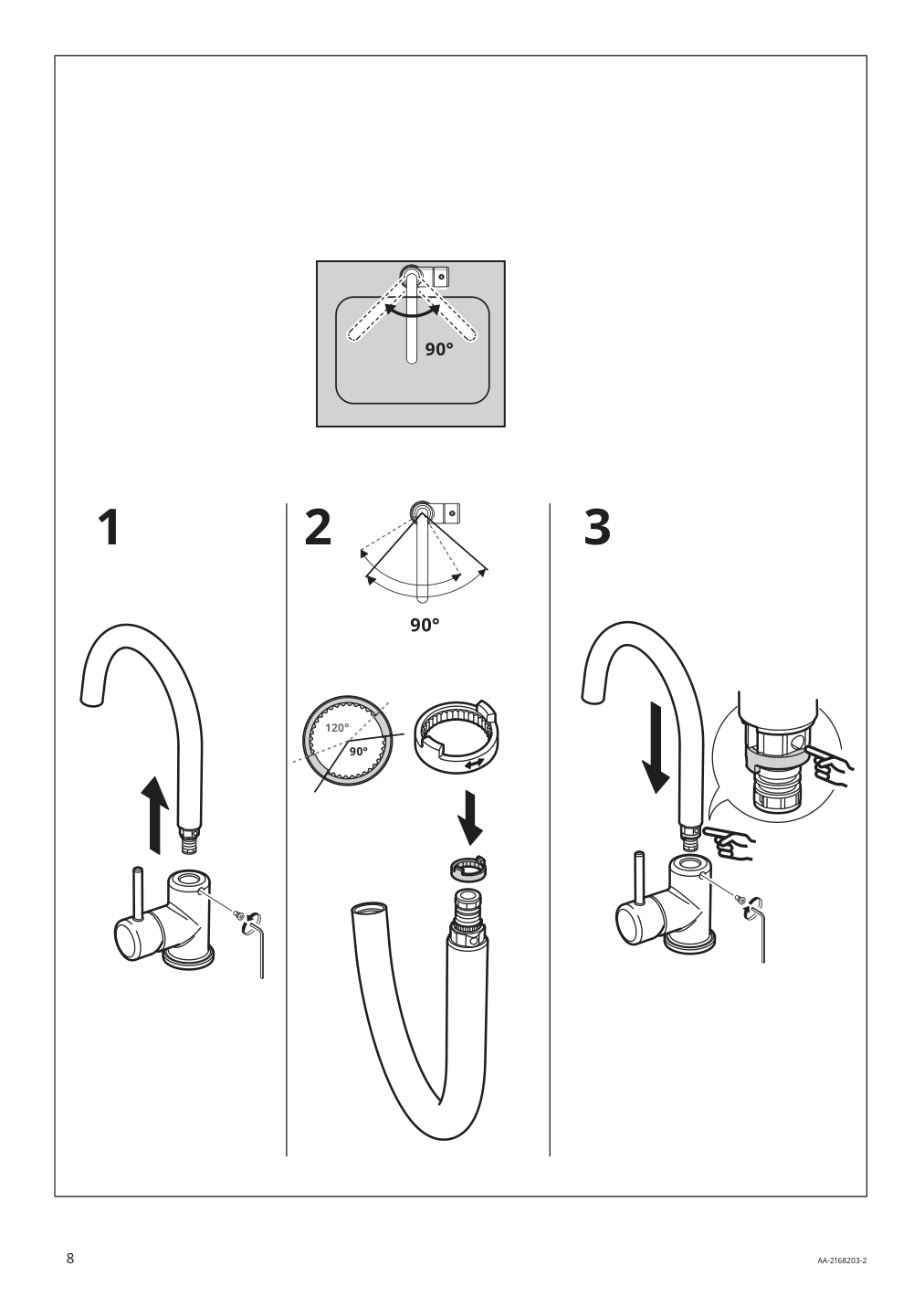 Assembly instructions for IKEA Glypen bath faucet chrome plated | Page 8 - IKEA ENHET / TVÄLLEN Bathroom vanity w doors/sink/faucet 095.578.29