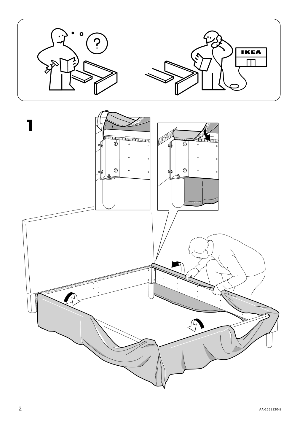 Assembly instructions for IKEA Godfjord bed frame cover risane gray | Page 2 - IKEA GODFJORD bed frame cover 303.962.26