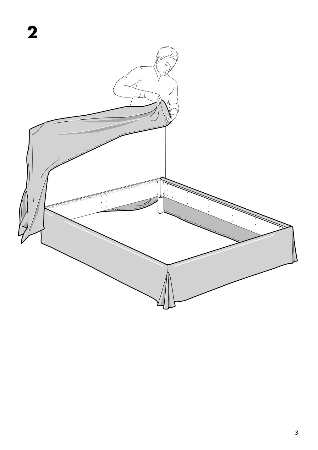 Assembly instructions for IKEA Godfjord bed frame cover risane gray | Page 3 - IKEA GODFJORD bed frame cover 303.962.26