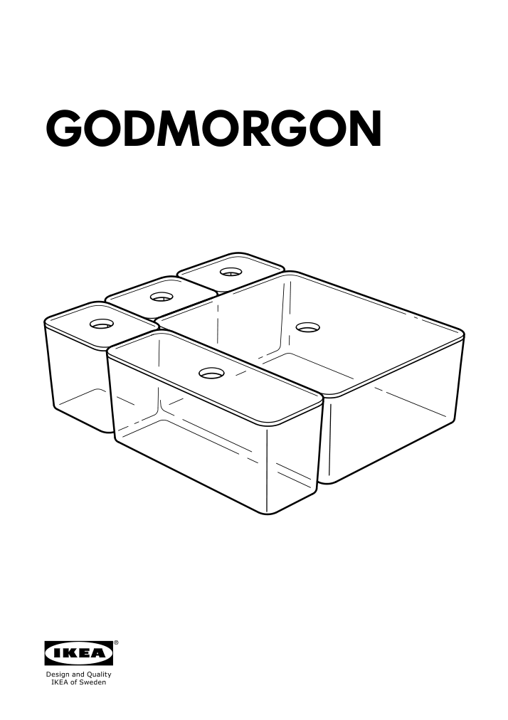 Assembly instructions for IKEA Godmorgon box with lid set of 5 smoked | Page 1 - IKEA GODMORGON box with lid, set of 5 504.002.70