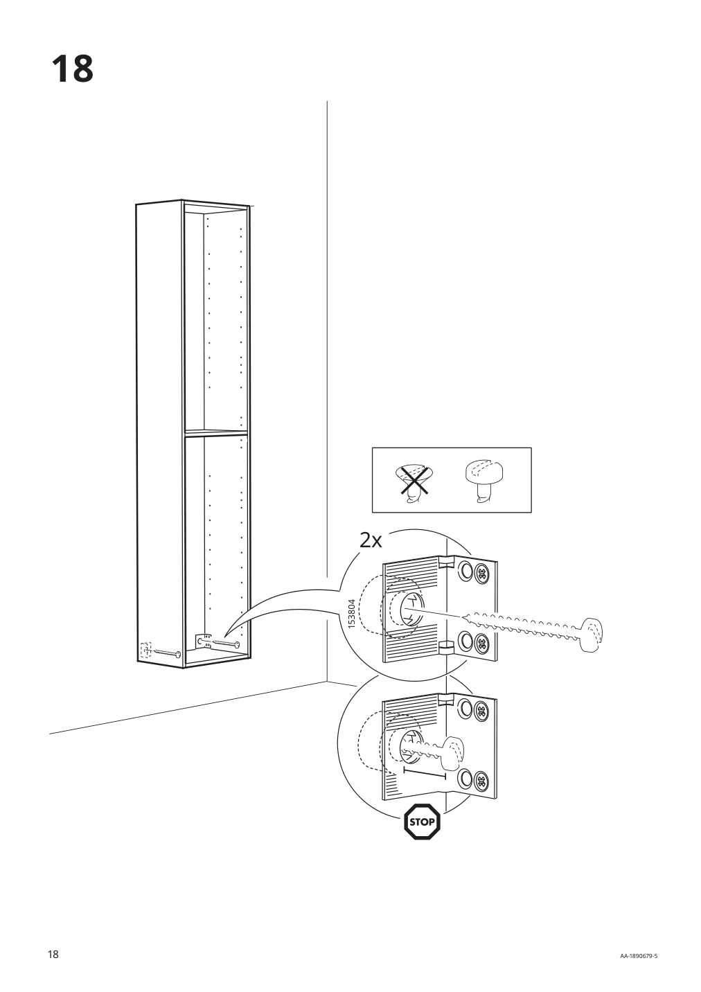 Assembly instructions for IKEA Godmorgon high cabinet brown stained ash effect | Page 18 - IKEA GODMORGON high cabinet 404.578.51