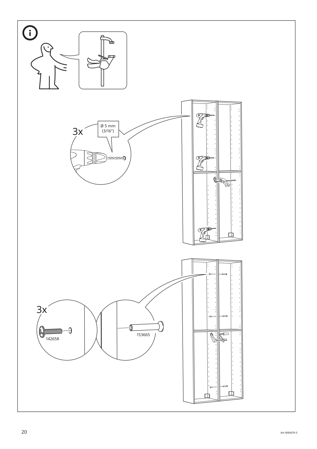 Assembly instructions for IKEA Godmorgon high cabinet brown stained ash effect | Page 20 - IKEA GODMORGON high cabinet 404.578.51