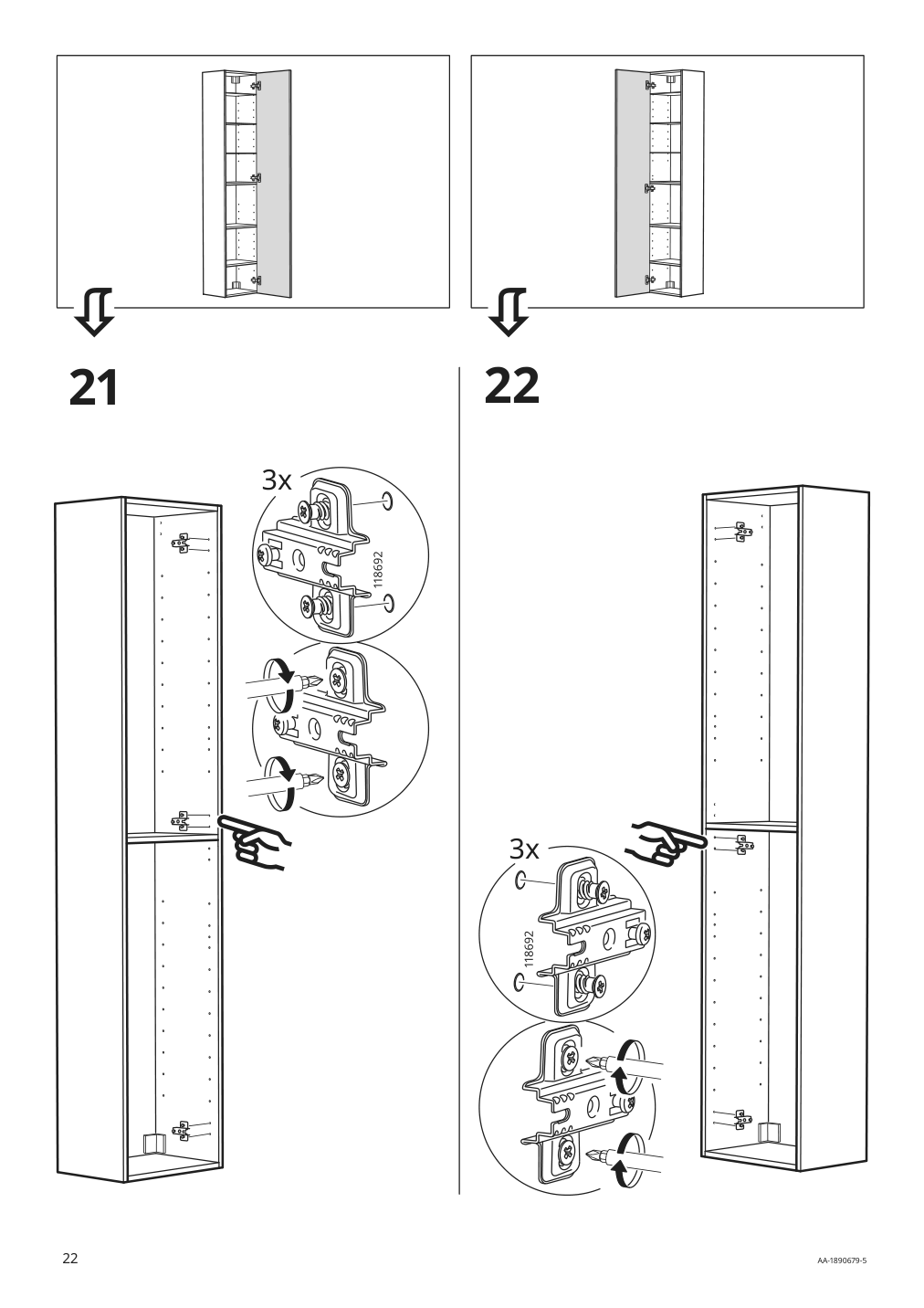 Assembly instructions for IKEA Godmorgon high cabinet brown stained ash effect | Page 22 - IKEA GODMORGON high cabinet 404.578.51