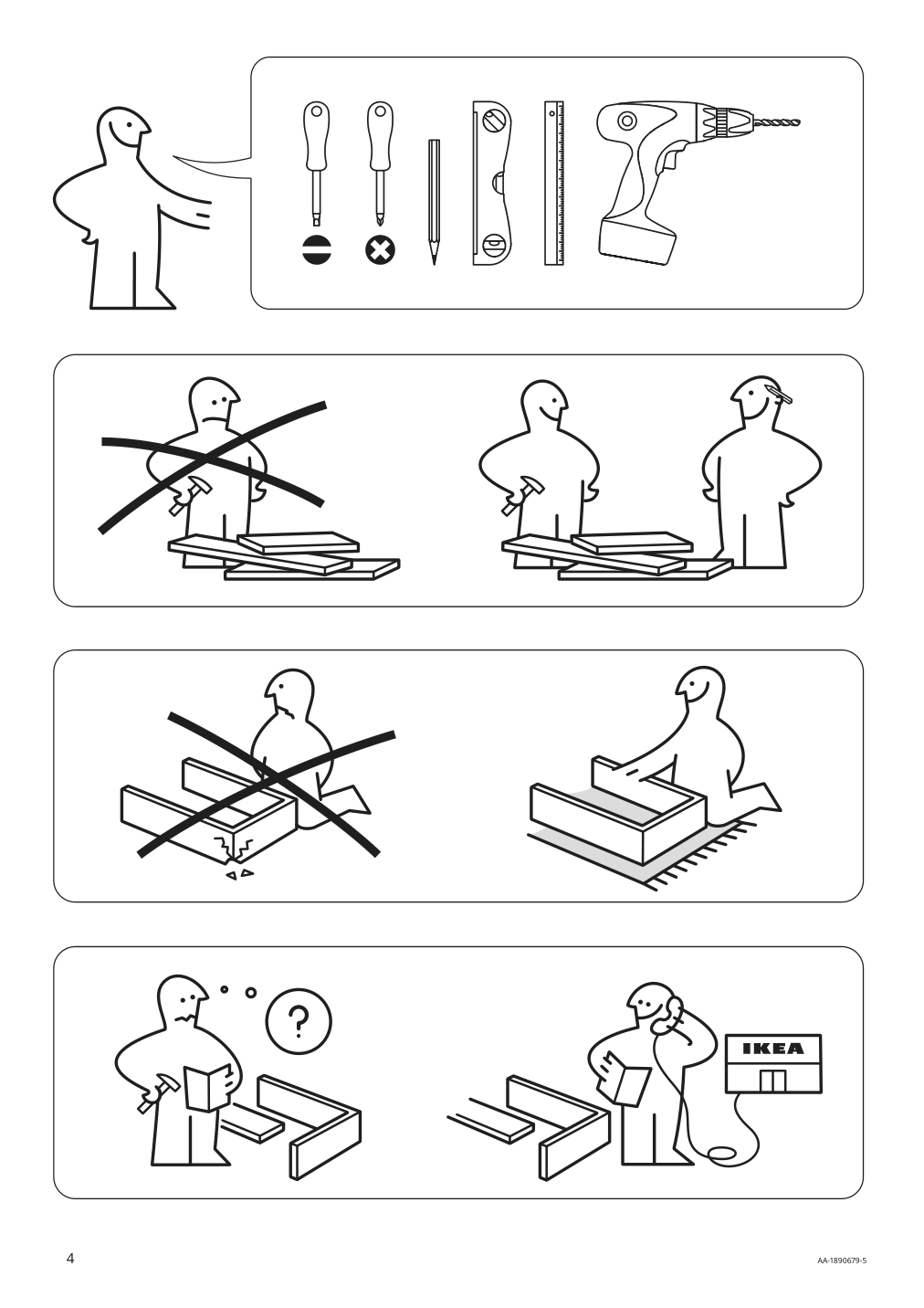 Assembly instructions for IKEA Godmorgon high cabinet brown stained ash effect | Page 4 - IKEA GODMORGON high cabinet 404.578.51