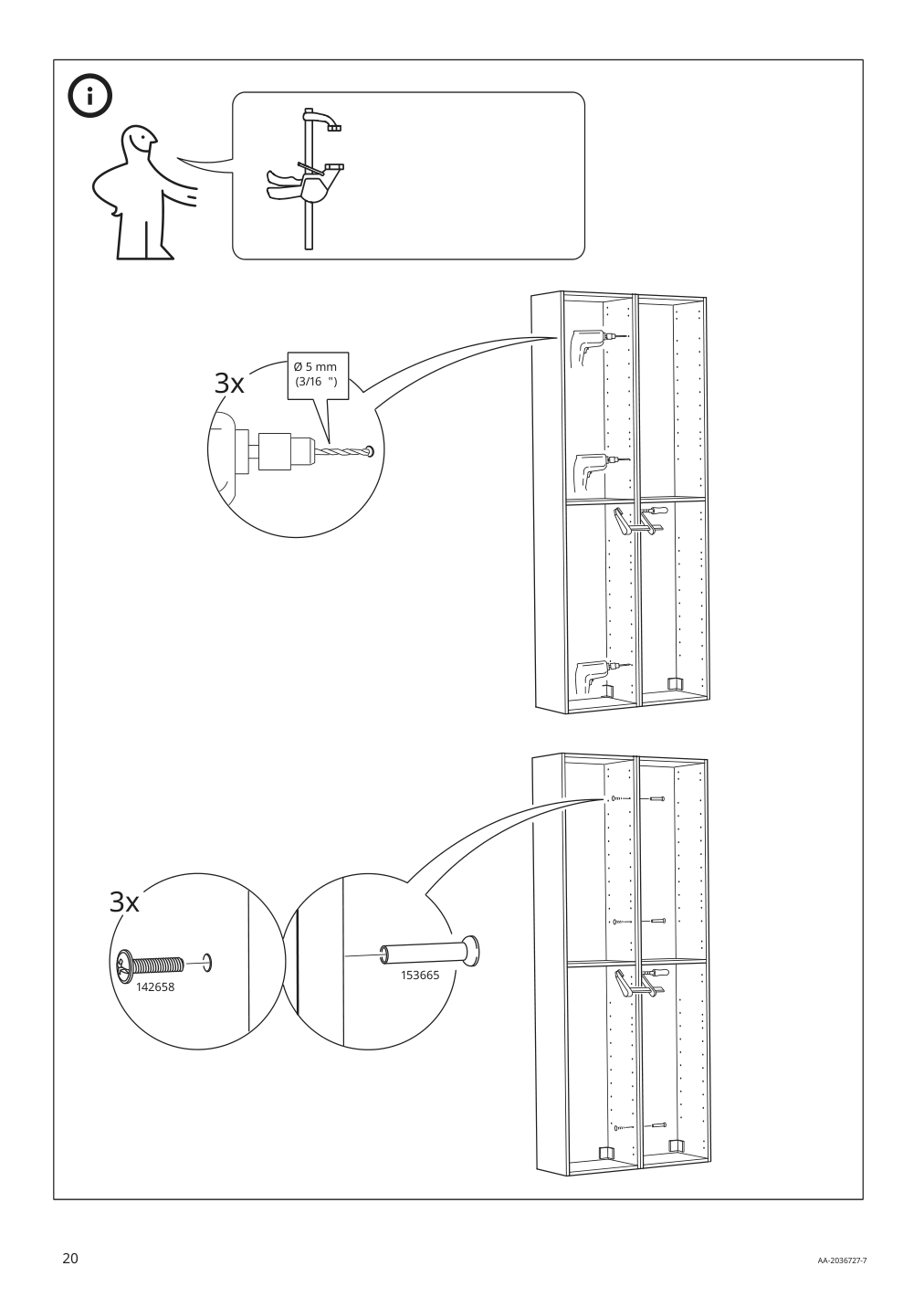 Assembly instructions for IKEA Godmorgon high cabinet kasjoen light gray | Page 20 - IKEA GODMORGON/TOLKEN / KATTEVIK bathroom furniture, set of 6 993.163.31