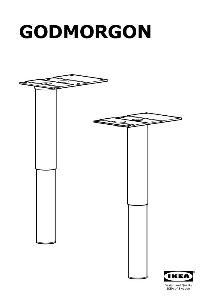 Assembly instructions for IKEA Godmorgon leg round stainless steel | Page 1 - IKEA GODMORGON leg 303.498.38