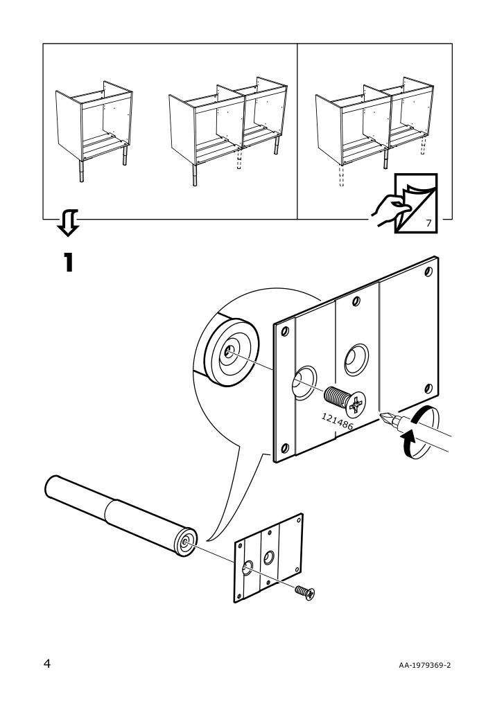 Assembly instructions for IKEA Godmorgon leg round stainless steel | Page 4 - IKEA GODMORGON leg 303.498.38