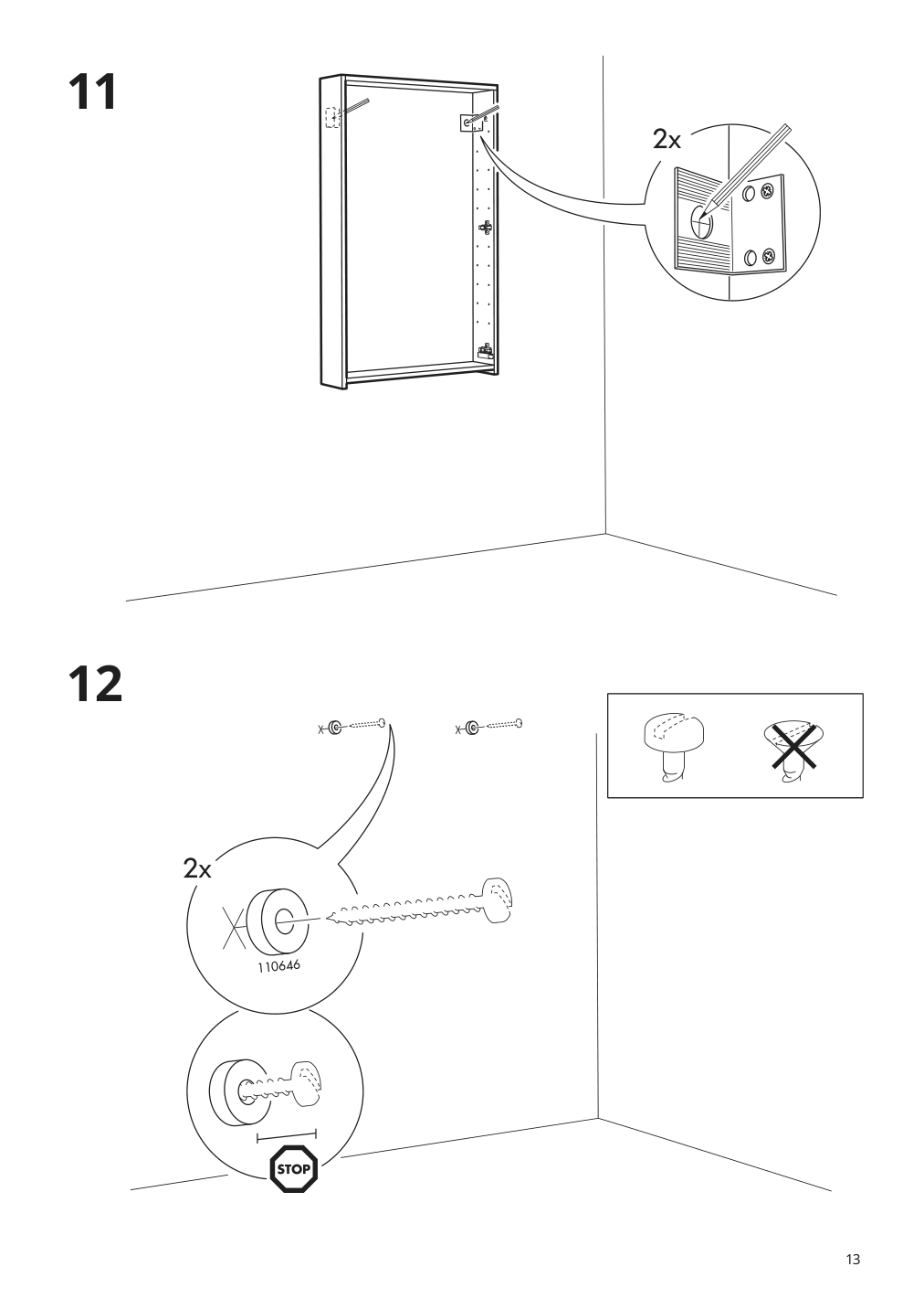 Assembly instructions for IKEA Godmorgon mirror cabinet with 2 doors mirror glass | Page 13 - IKEA GODMORGON mirror cabinet with 2 doors 102.189.99