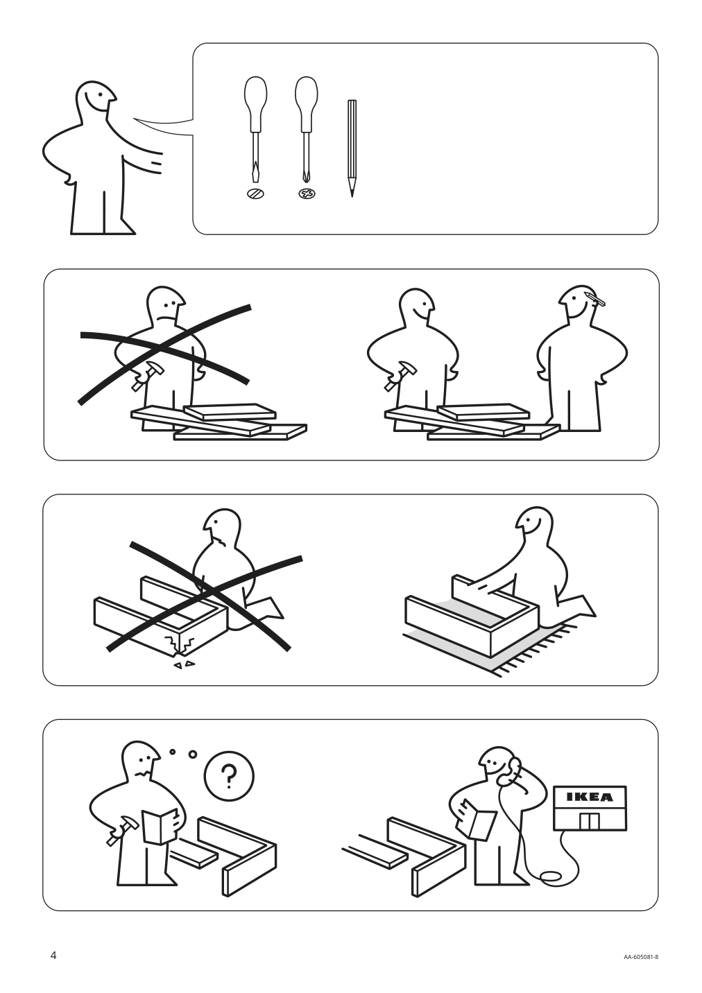 Assembly instructions for IKEA Godmorgon mirror cabinet with 2 doors mirror glass | Page 4 - IKEA GODMORGON mirror cabinet with 2 doors 102.189.99