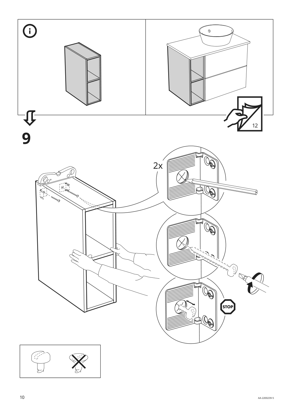 Assembly instructions for IKEA Godmorgon open cabinet gillburen dark gray | Page 10 - IKEA GODMORGON/TOLKEN / TÖRNVIKEN cabinet, countertop, 19 5/8" sink 193.385.39