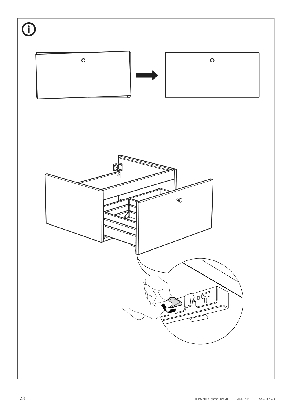 Assembly instructions for IKEA Godmorgon sink cabinet with 1 drawer gillburen dark gray | Page 28 - IKEA GODMORGON/TOLKEN / TÖRNVIKEN sink cabinet with 3 drawers 593.397.06