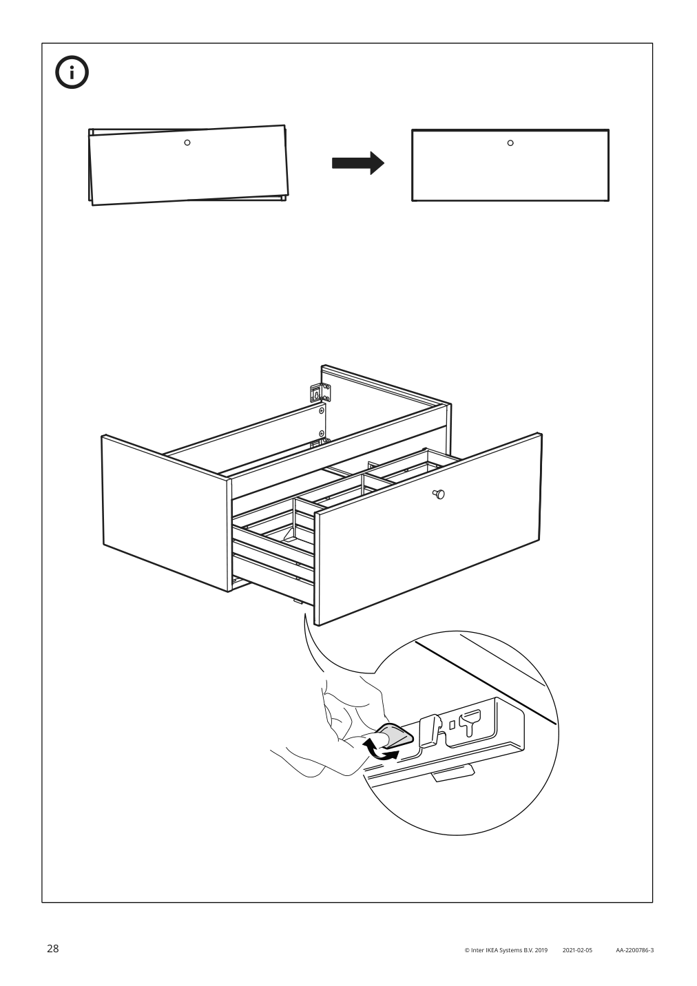 Assembly instructions for IKEA Godmorgon sink cabinet with 1 drawer gillburen dark gray | Page 28 - IKEA GODMORGON/TOLKEN / HÖRVIK cabinet, top + 17 3/4x12 2/8" sink 493.385.28