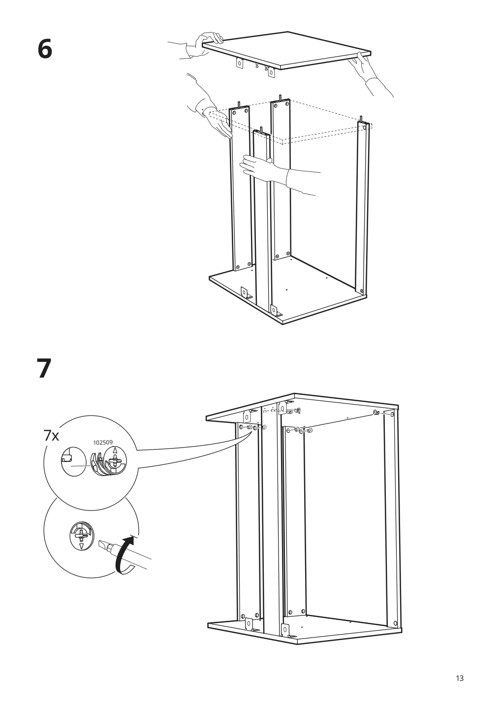 Assembly instructions for IKEA Godmorgon sink cabinet with 2 drawers brown stained ash effect | Page 13 - IKEA GODMORGON/TOLKEN / HÖRVIK cabinet, top + 17 3/4x12 2/8" sink 093.225.05