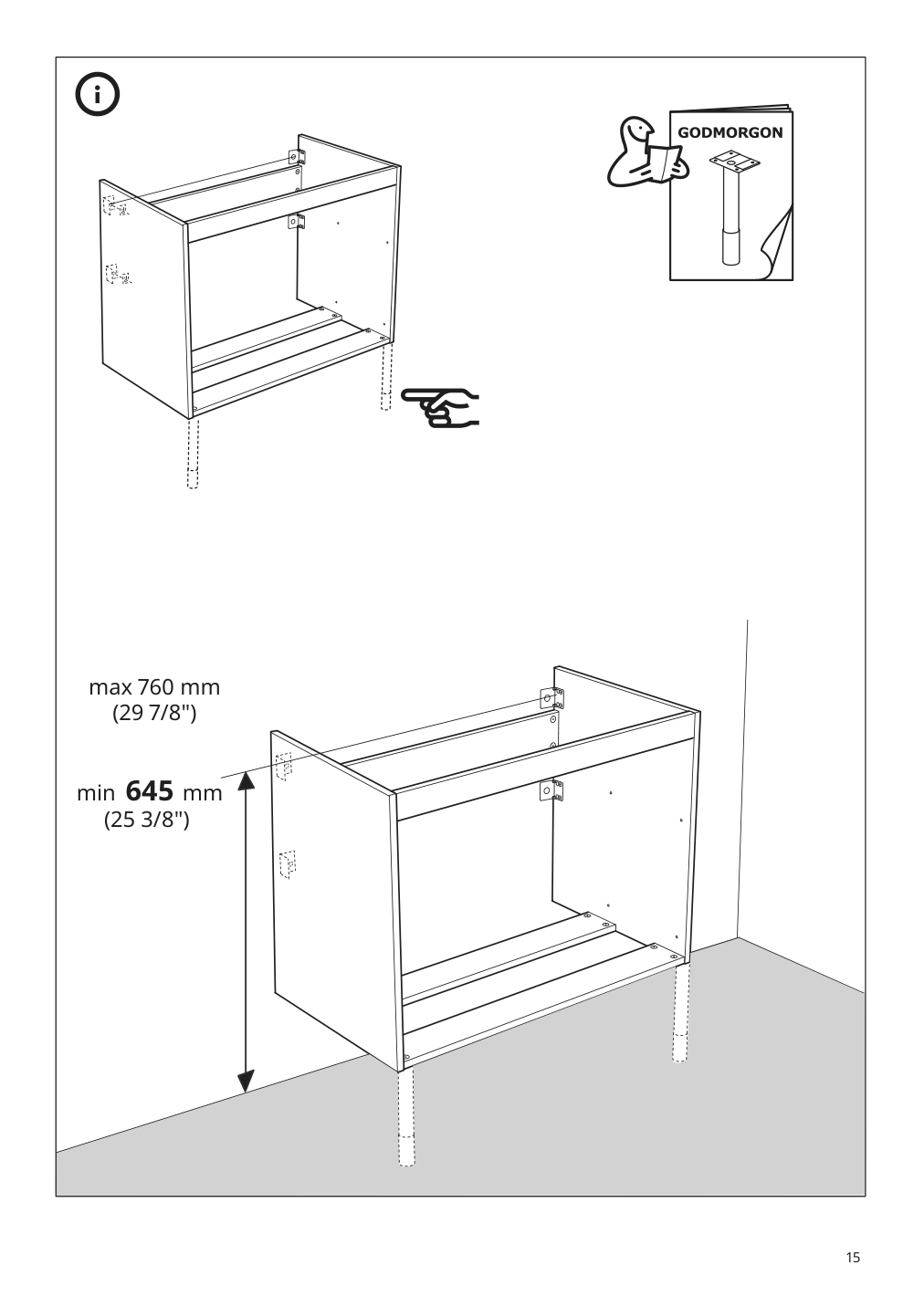 Assembly instructions for IKEA Godmorgon sink cabinet with 2 drawers brown stained ash effect | Page 15 - IKEA GODMORGON / BRÅVIKEN sink cabinet with 2 drawers 293.203.79