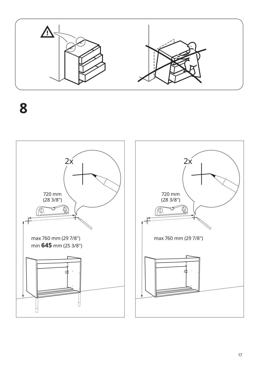 Assembly instructions for IKEA Godmorgon sink cabinet with 2 drawers brown stained ash effect | Page 17 - IKEA GODMORGON / ODENSVIK sink cabinet with 2 drawers 093.203.80