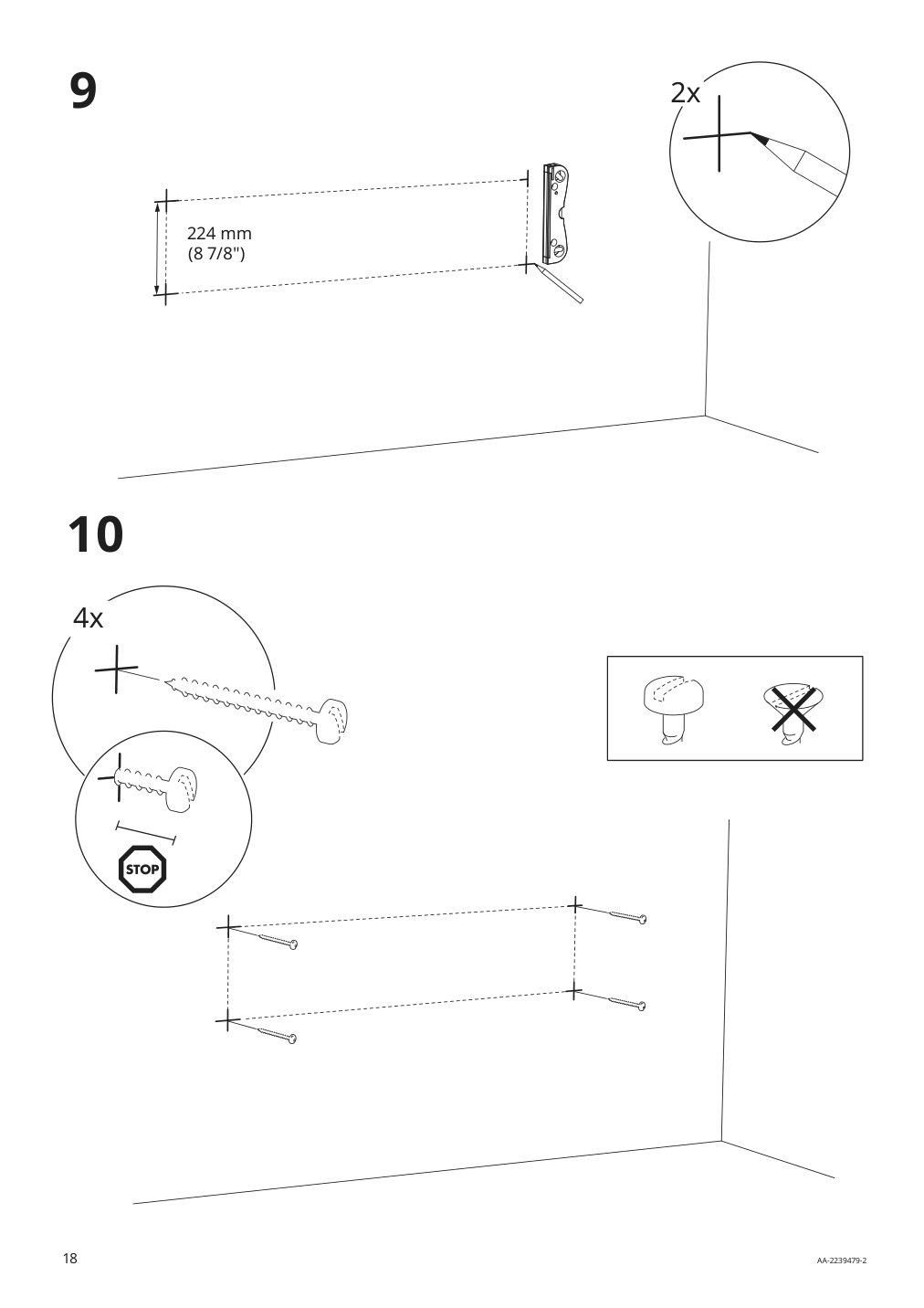 Assembly instructions for IKEA Godmorgon sink cabinet with 2 drawers brown stained ash effect | Page 18 - IKEA GODMORGON/TOLKEN / HÖRVIK cabinet, top + 17 3/4x12 2/8" sink 093.225.05