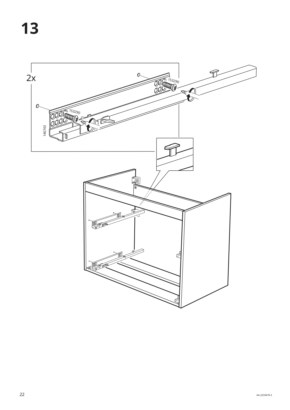 Assembly instructions for IKEA Godmorgon sink cabinet with 2 drawers brown stained ash effect | Page 22 - IKEA GODMORGON / BRÅVIKEN sink cabinet with 2 drawers 293.203.79