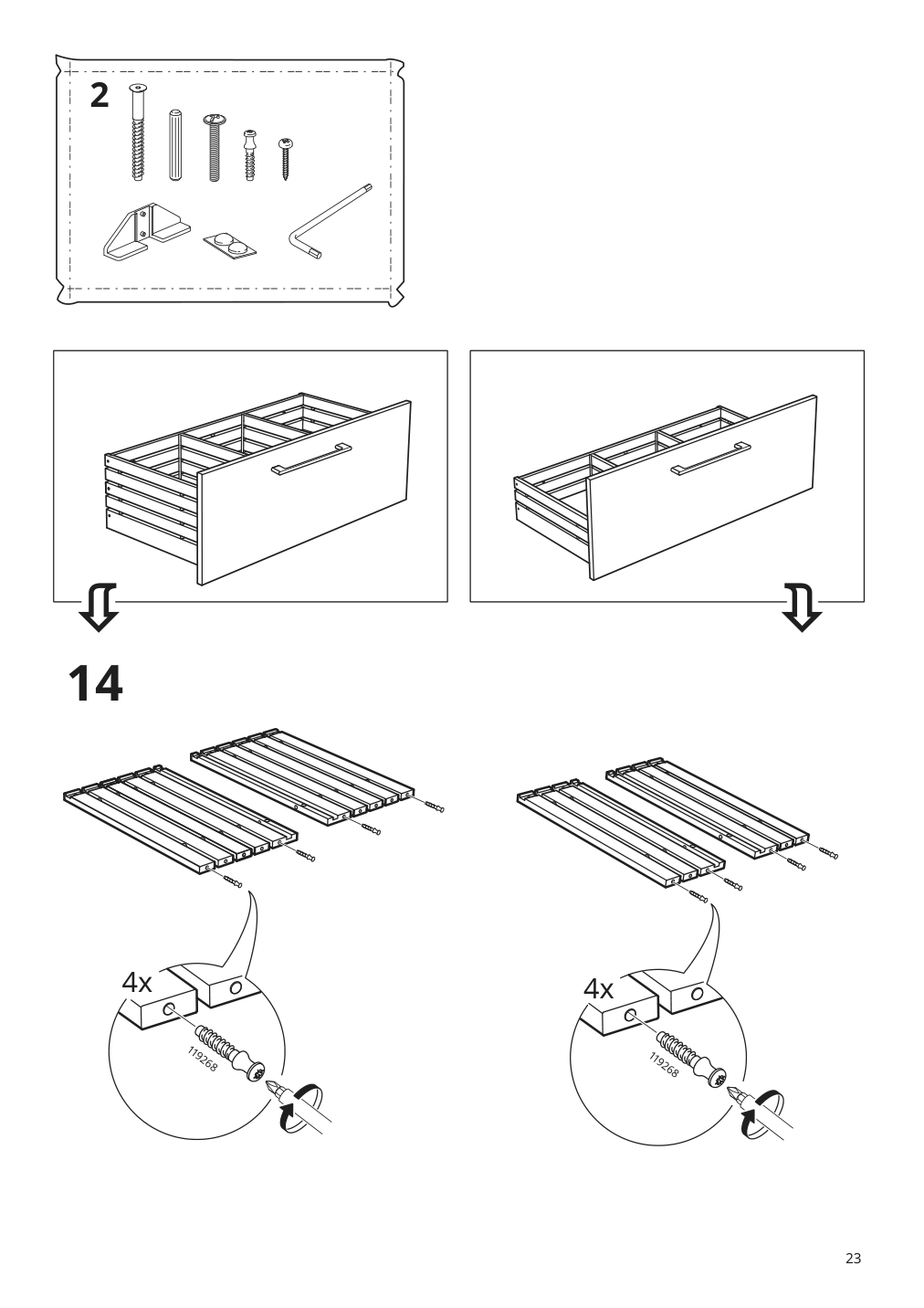 Assembly instructions for IKEA Godmorgon sink cabinet with 2 drawers brown stained ash effect | Page 23 - IKEA GODMORGON/TOLKEN / KATTEVIK bathroom furniture, set of 5 393.223.30