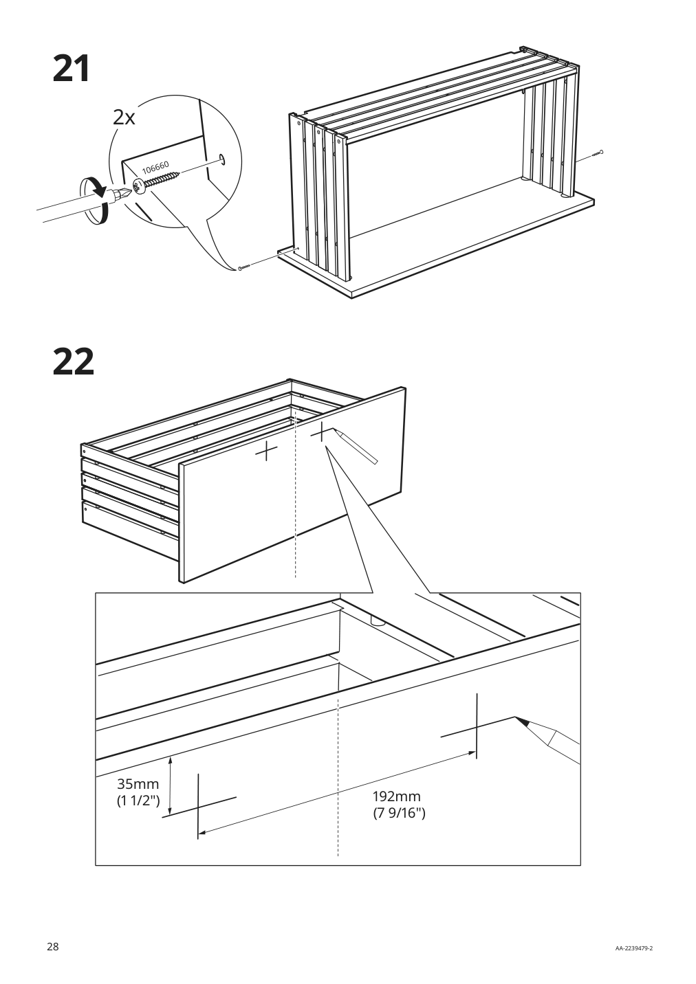 Assembly instructions for IKEA Godmorgon sink cabinet with 2 drawers brown stained ash effect | Page 28 - IKEA GODMORGON / BRÅVIKEN sink cabinet with 2 drawers 293.203.79