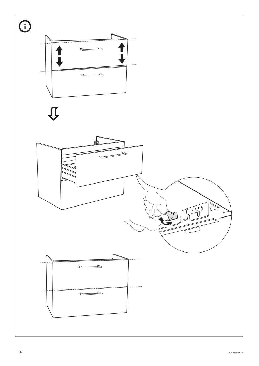 Assembly instructions for IKEA Godmorgon sink cabinet with 2 drawers brown stained ash effect | Page 34 - IKEA GODMORGON / ODENSVIK sink cabinet with 2 drawers 093.203.80