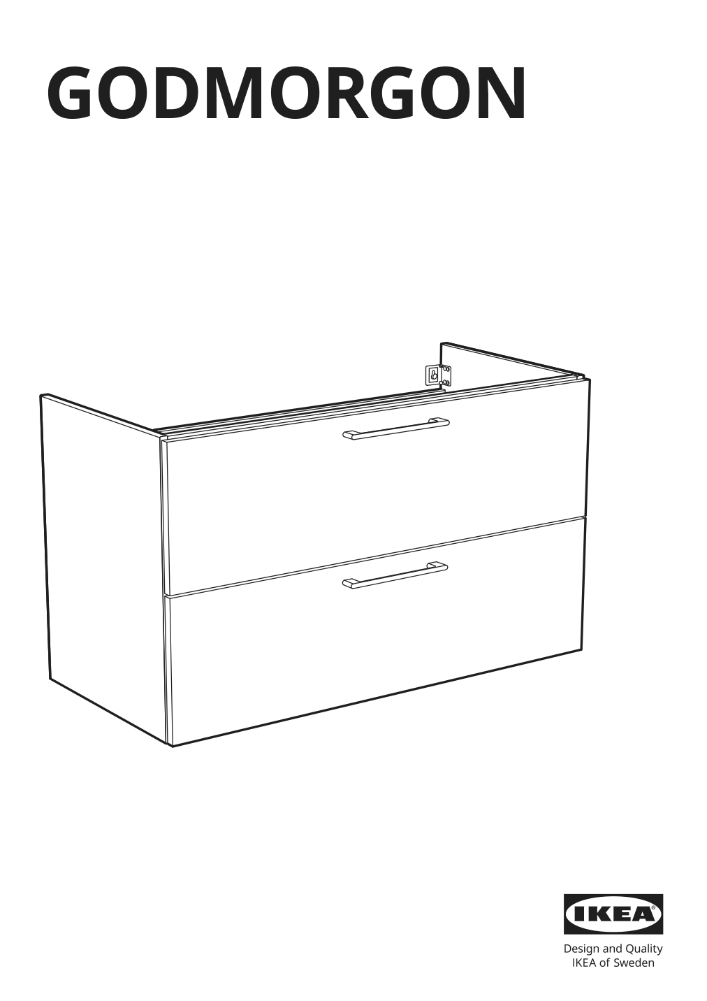 Assembly instructions for IKEA Godmorgon sink cabinet with 2 drawers brown stained ash effect | Page 1 - IKEA GODMORGON / ODENSVIK bathroom furniture, set of 6 393.223.25