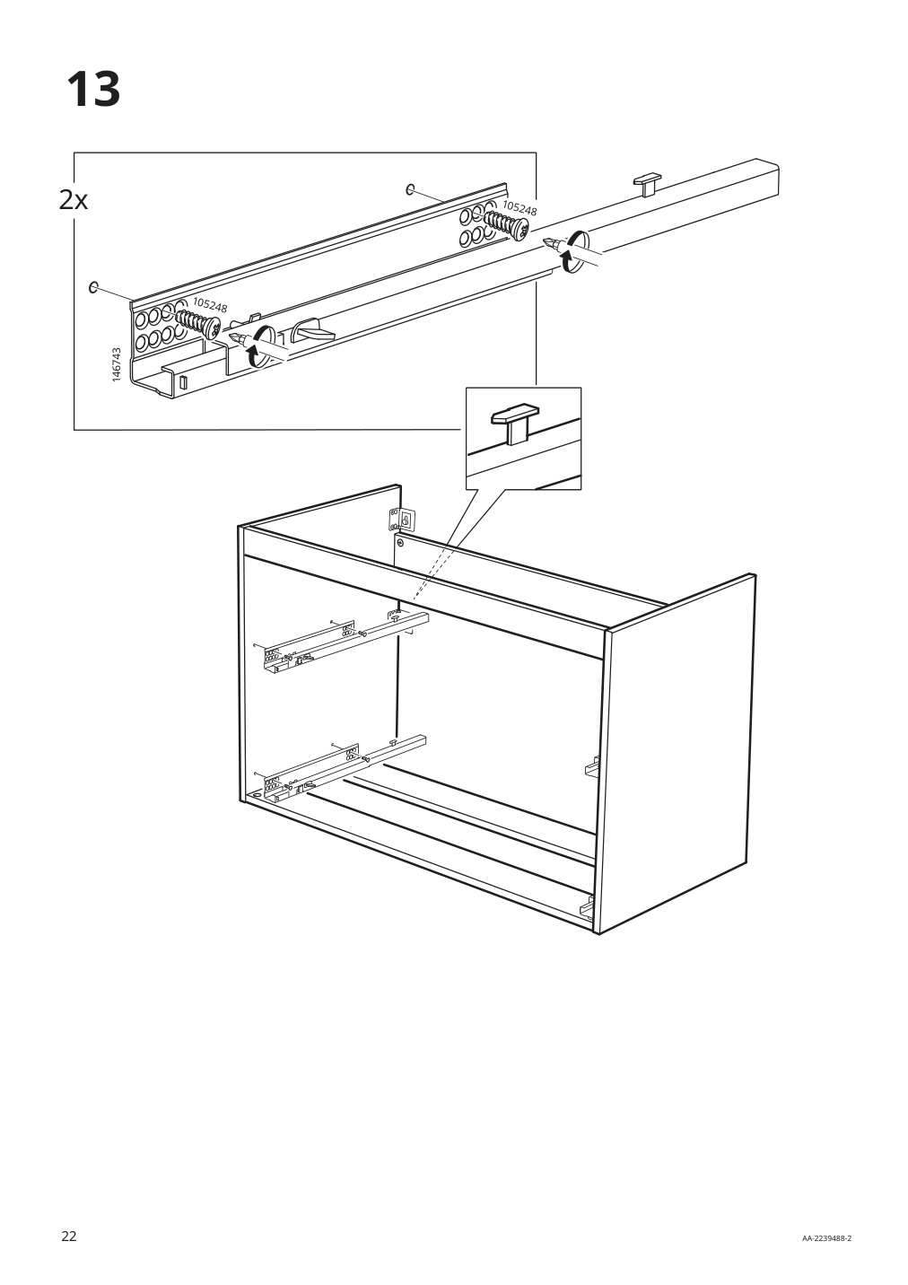 Assembly instructions for IKEA Godmorgon sink cabinet with 2 drawers brown stained ash effect | Page 22 - IKEA GODMORGON / ODENSVIK bathroom furniture, set of 6 393.223.25