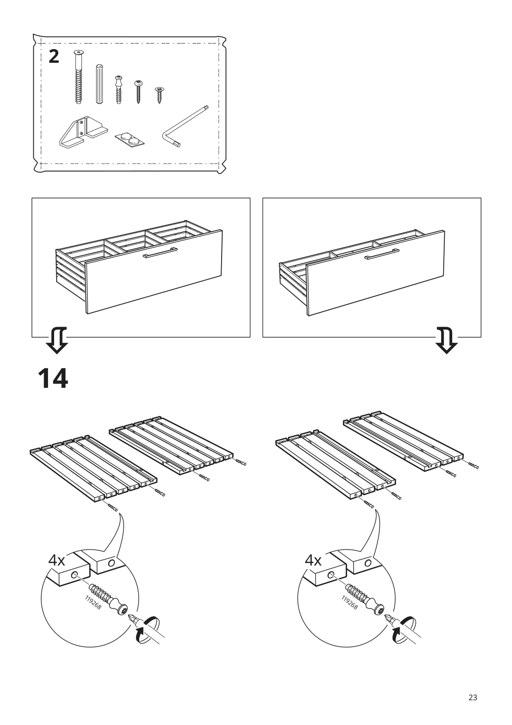 Assembly instructions for IKEA Godmorgon bathroom vanity with 2 drawers brown stained ash effect | Page 23 - IKEA GODMORGON Bathroom vanity with 2 drawers 704.578.83