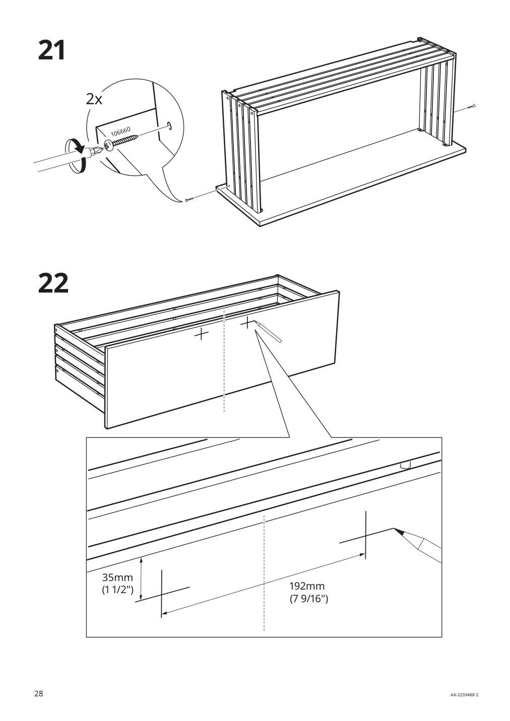 Assembly instructions for IKEA Godmorgon bathroom vanity with 2 drawers brown stained ash effect | Page 28 - IKEA GODMORGON Bathroom vanity with 2 drawers 704.578.83