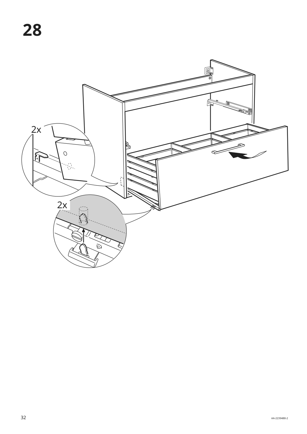 Assembly instructions for IKEA Godmorgon sink cabinet with 2 drawers brown stained ash effect | Page 32 - IKEA GODMORGON / ODENSVIK bathroom furniture, set of 6 393.223.25