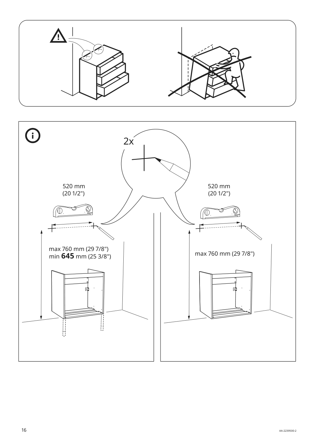 Assembly instructions for IKEA Godmorgon sink cabinet with 2 drawers brown stained ash effect | Page 16 - IKEA GODMORGON/TOLKEN / TÖRNVIKEN cabinet, countertop, 19 5/8" sink 993.235.48