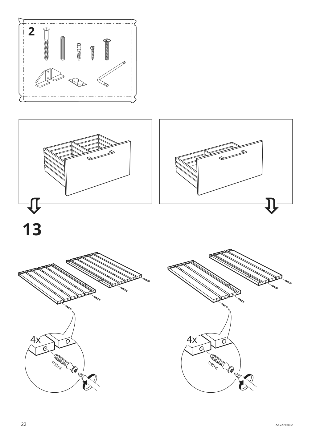 Assembly instructions for IKEA Godmorgon sink cabinet with 2 drawers brown stained ash effect | Page 22 - IKEA GODMORGON/TOLKEN / TÖRNVIKEN cabinet, countertop, 19 5/8" sink 993.235.48